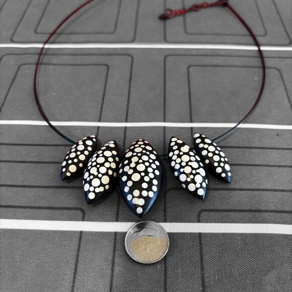 Culture Mix Chic Black and White Statement Necklace. - Picture 7 of 7